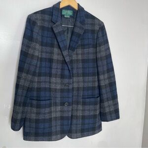Vintage LAUREN RALPH LAUREN Lambswool Flannel Blazer Tartan Plaid Size 14